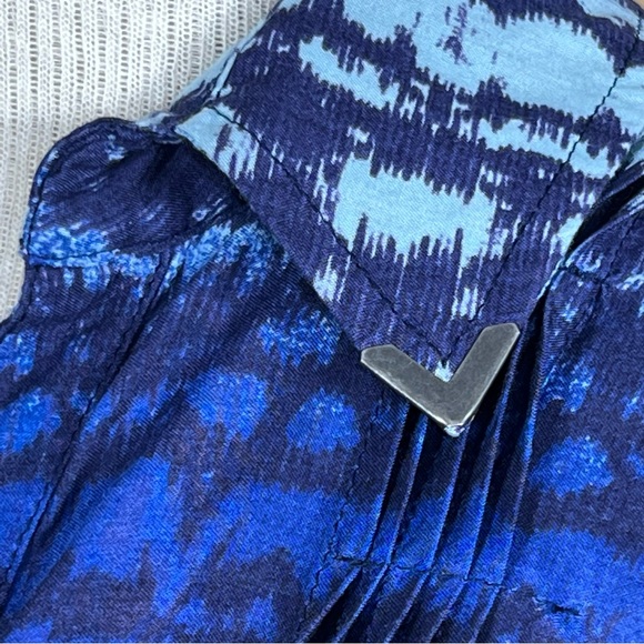 Vintage America Women’s Button Up Blue Tunic With Ink Blot Pattern Small… - Picture 6 of 15